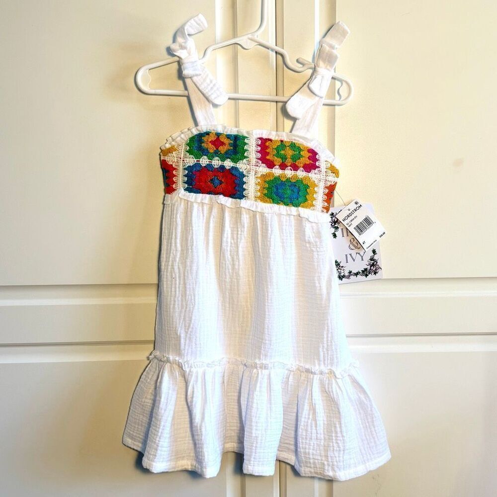 NWT Iris & Ivy kids embroidered tiered white sundress, Size 4 - Picture 6 of 12